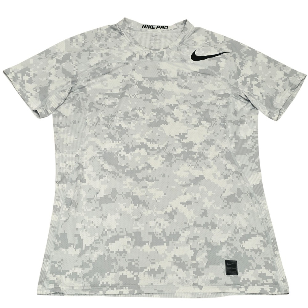 Nike Pro Hypercool Shirt Men's Large White Gray Digital Camo 828180-100